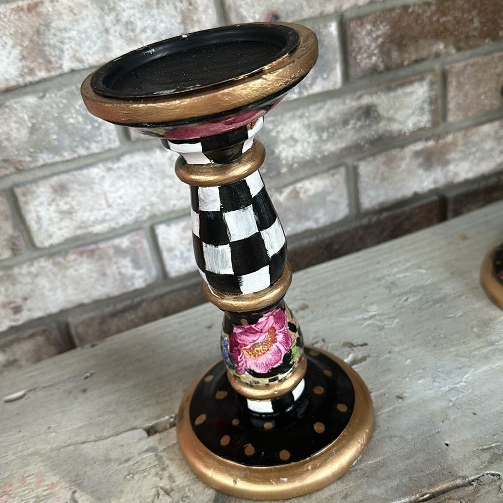 - Pair of Hand-painted Candle holders - Picture 3 of 5